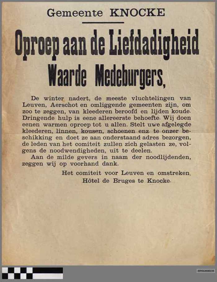 Oproep aan de liefdadigheid