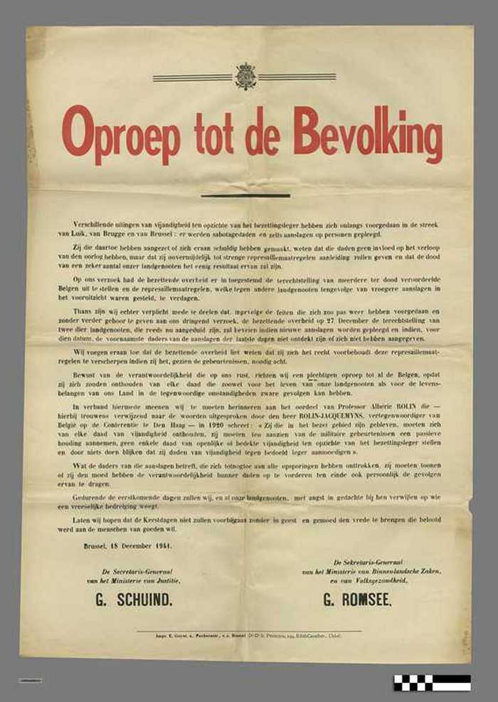 Oproep tot de Bevolking - Aanslagen en vijandigheden