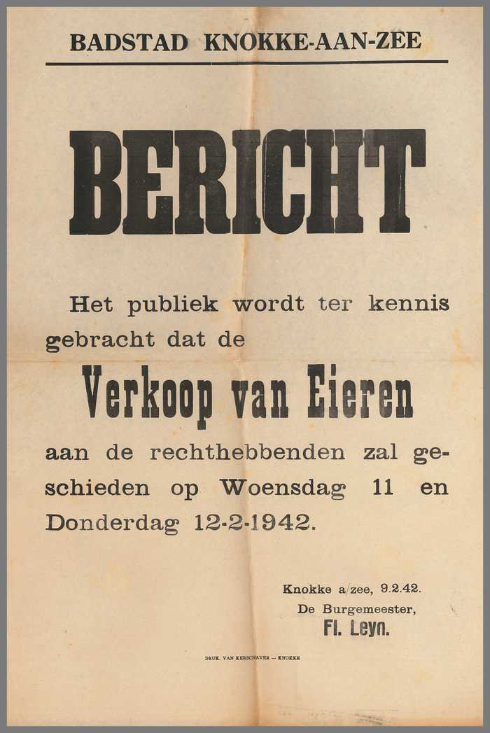 BERICHT - Verkoop van eieren