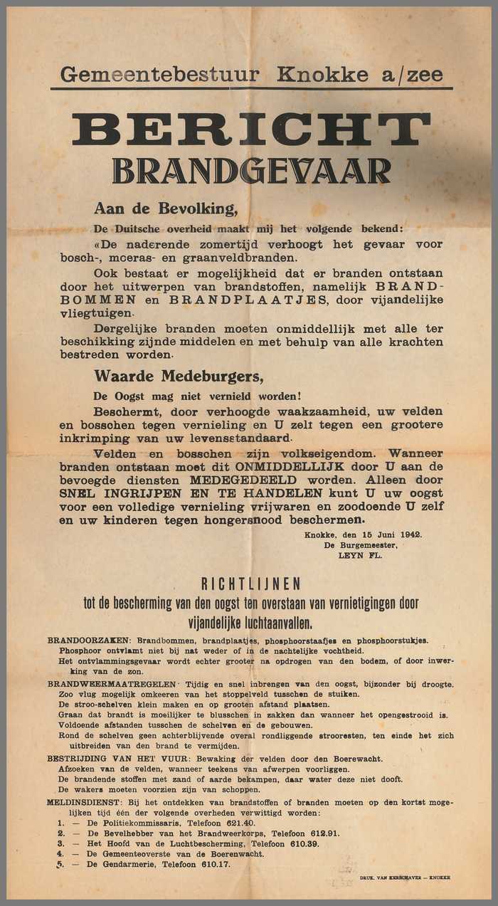 BERICHT - Brandgevaar