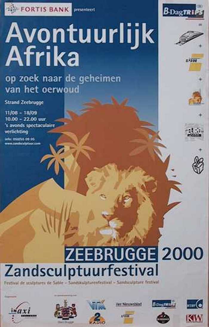 Avontuurlijk Africa. Zandsculptuurfestival Zeebrugge 2000.