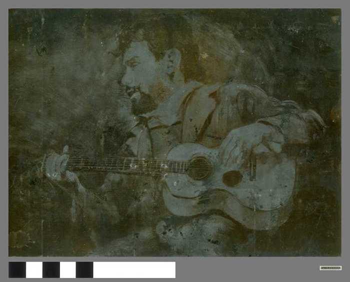 Drukplaat: 'L'Homme à la Guitare', door Théo Van Rysselberghe