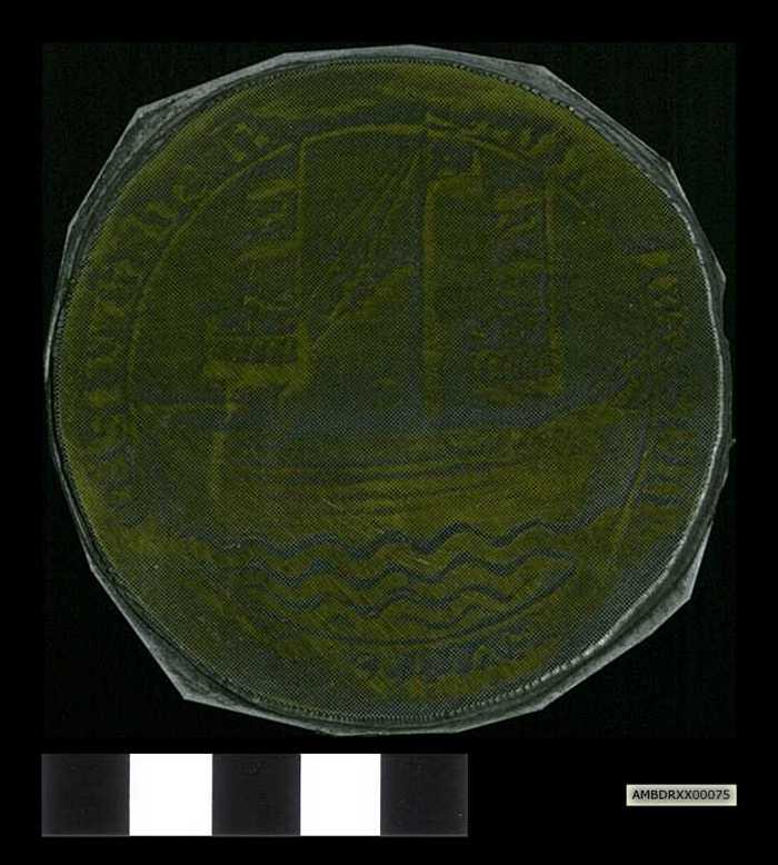 Drukplaat: Stadszegel van Damme uit 1376