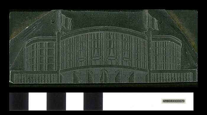 Drukplaat op hout: Casino Knokke (achterzijde)