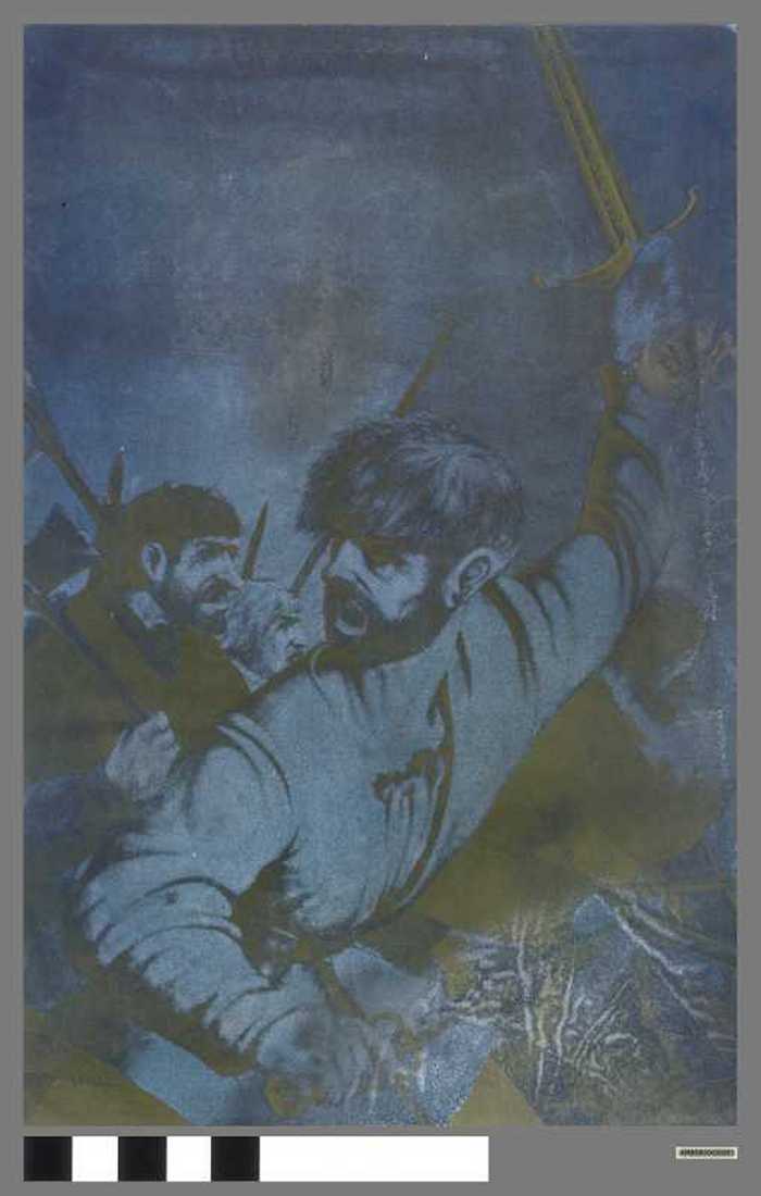 Drukplaat: Afbeelding 'De Ridders van de Groene Tente'.