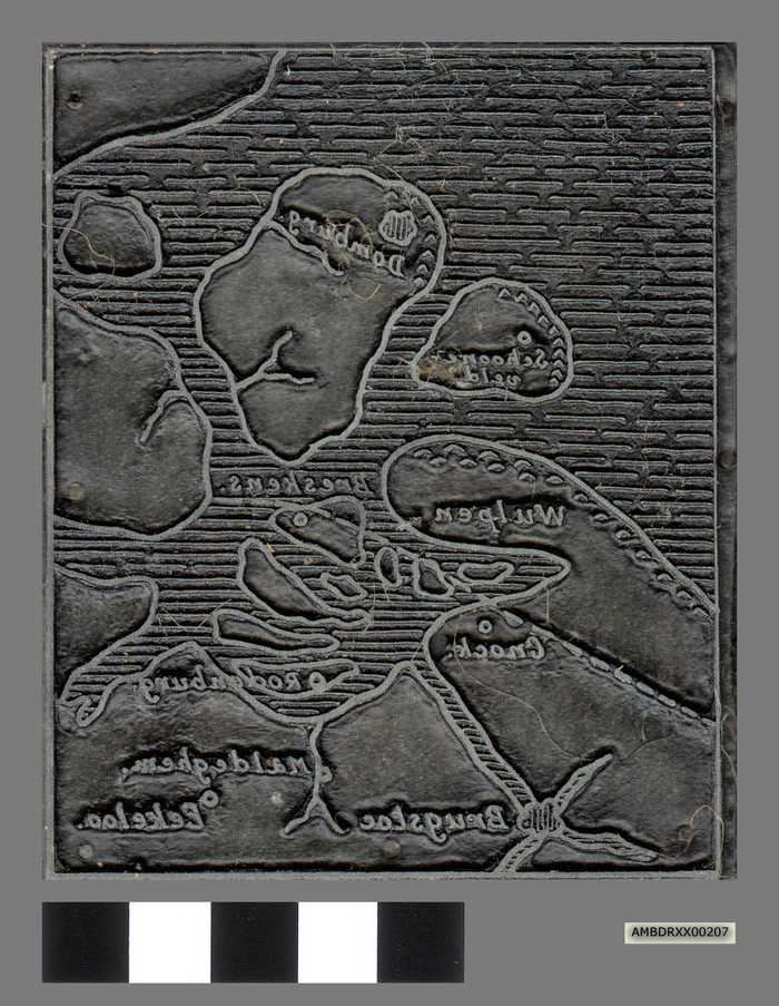 Lijncliché: Mondingen der Schelde en van het Zwin in de 10de eeuw