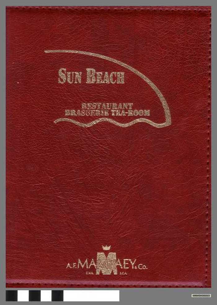 Consumptiekaart - Sun Beach Restaurant Brasserie Tea-Room.