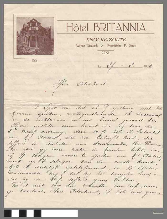 Britannia Hotel - correspondentie met advocaat
