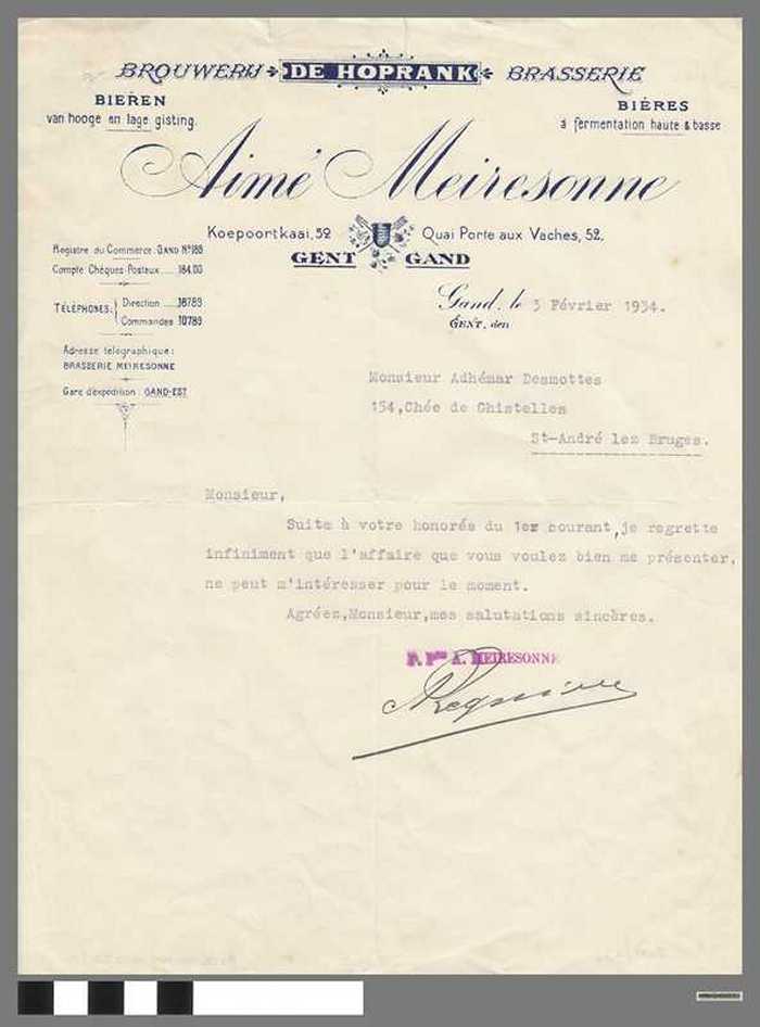 Affaire Van Rijckegem - Correspondentie brouwerijen en advocaat