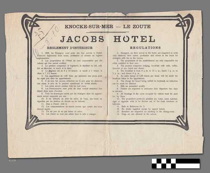 Affiche: Jacobs Hotel - reglement d' intérieur