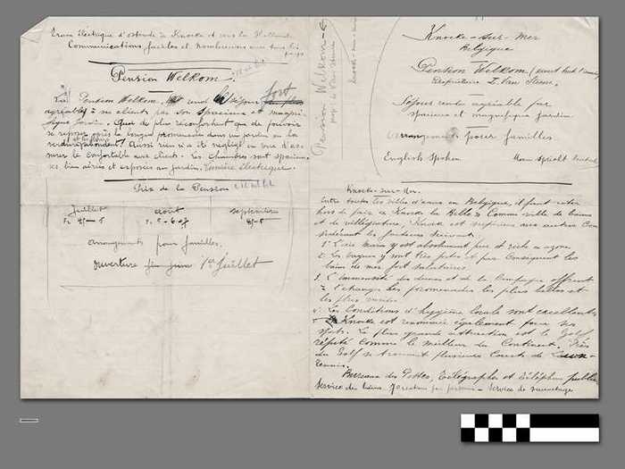 Ontwerp affiche: Tram éléctrique d'Ostende à Knocke et vers la Hollande - Pension 'WELKOM'