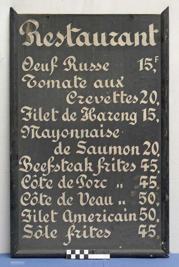 Menubord van een Restaurant