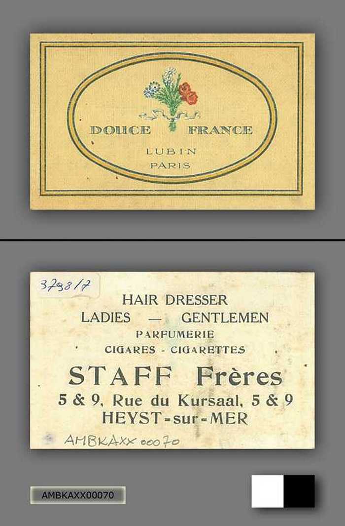 Visitekaartje: Kapsalon 'STAFF Frères' - Heyst s/Mer