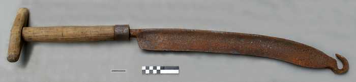 Kram- of snijmes met houten handvat