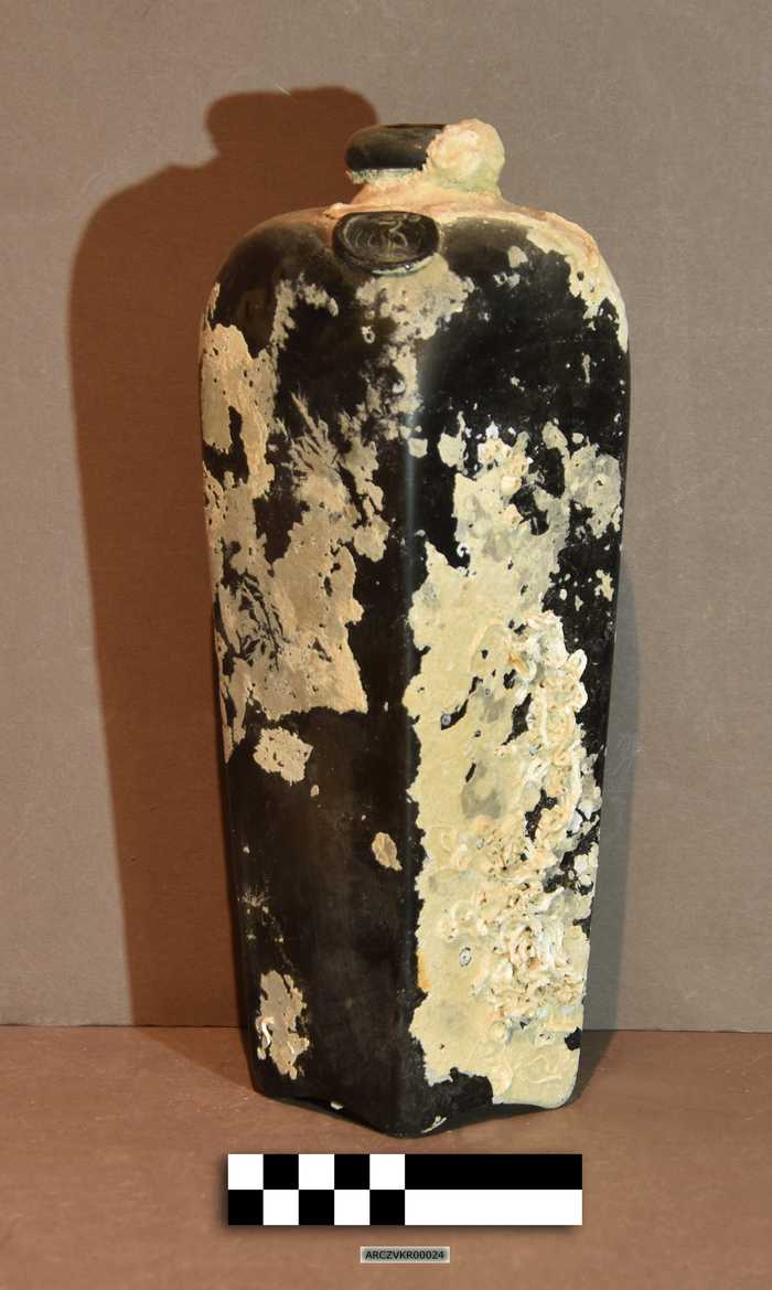 Zwartgroene fles met logo Ibis