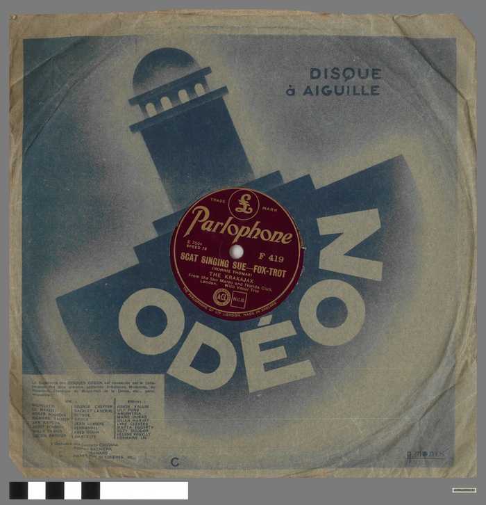 Plaat: Parlophone - The Krakajax (Oh by Jingo - Fox-trot / Scat singing Sue - Fox-Trot)