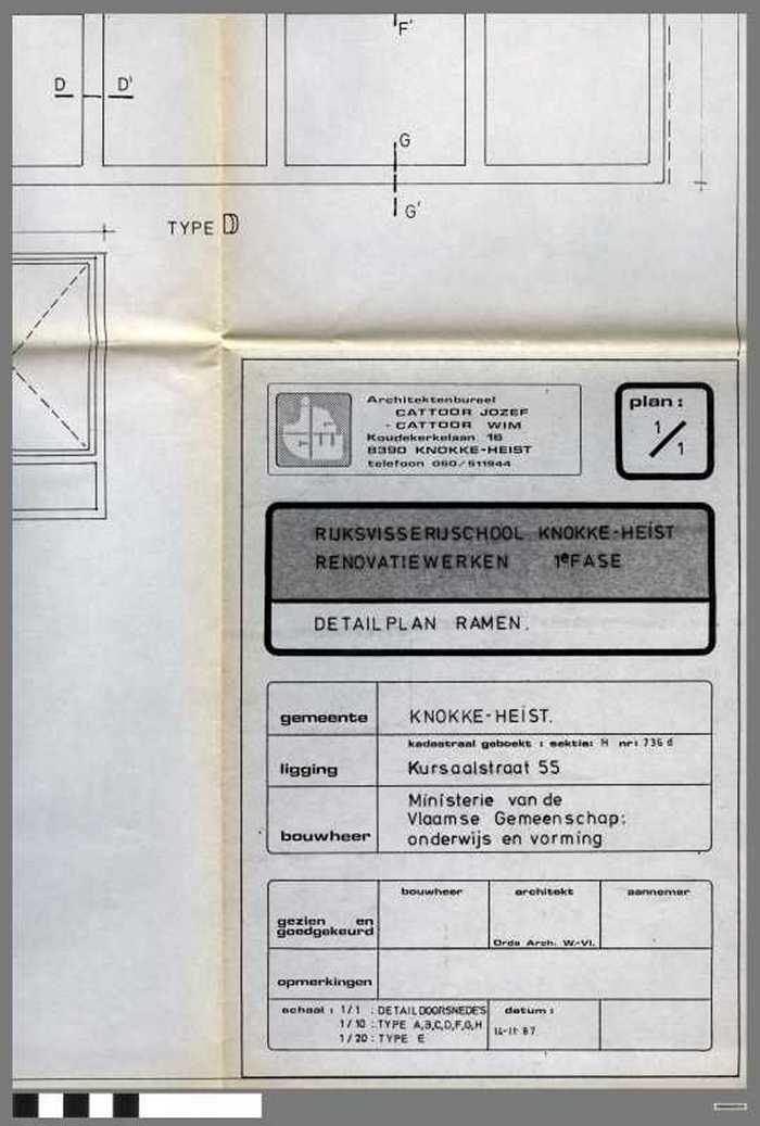 Rijksvisserijschool Knokke-Heist - Renovatiewerken - 1e fase - Detailplan ramen