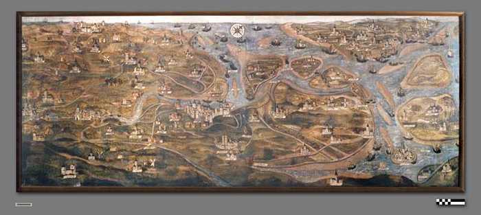 Geïllustreerde kaart van de Zwinmonding