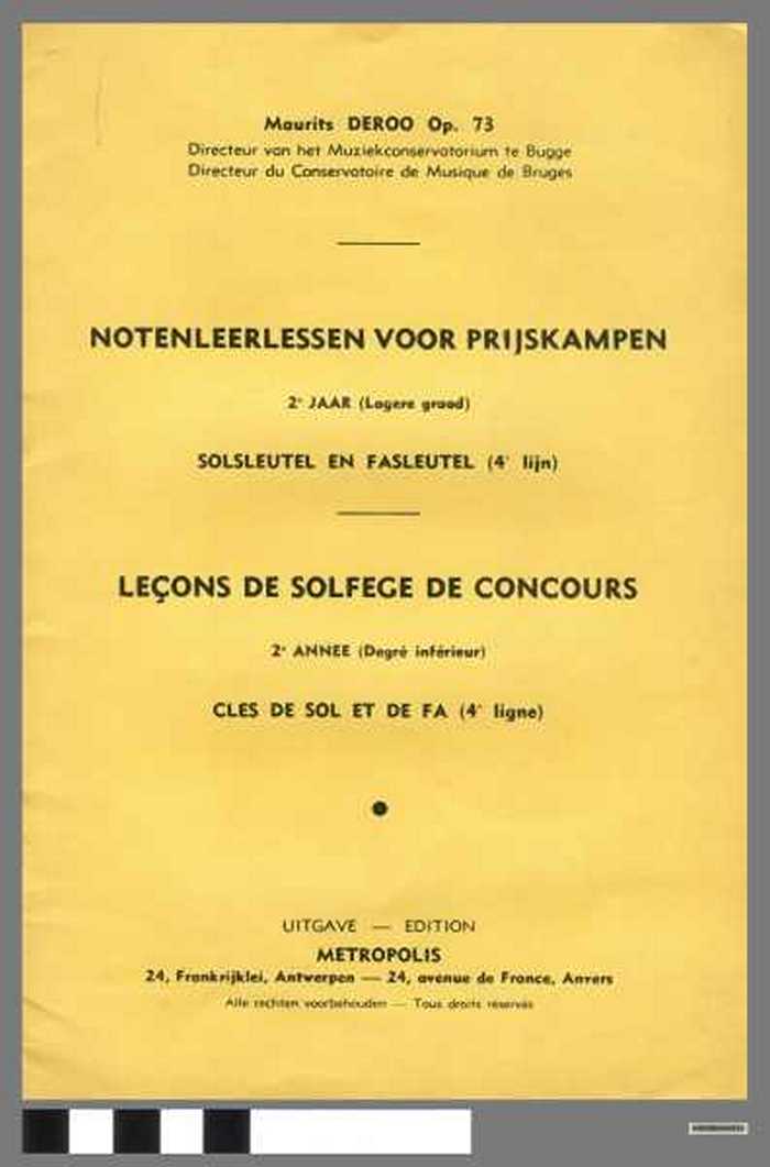 Notenleerlessen voor prijskampen. / Leçons de solfège de concours