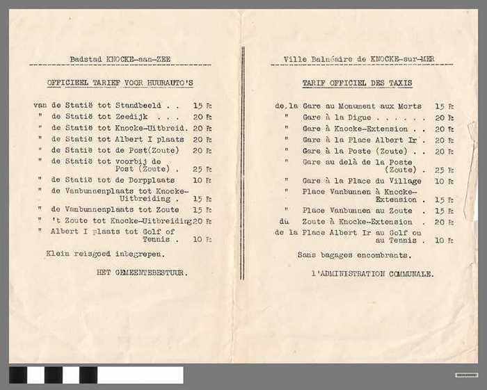 Badstad Knocke-aan-Zee - Officieel tarief voor huurauto's