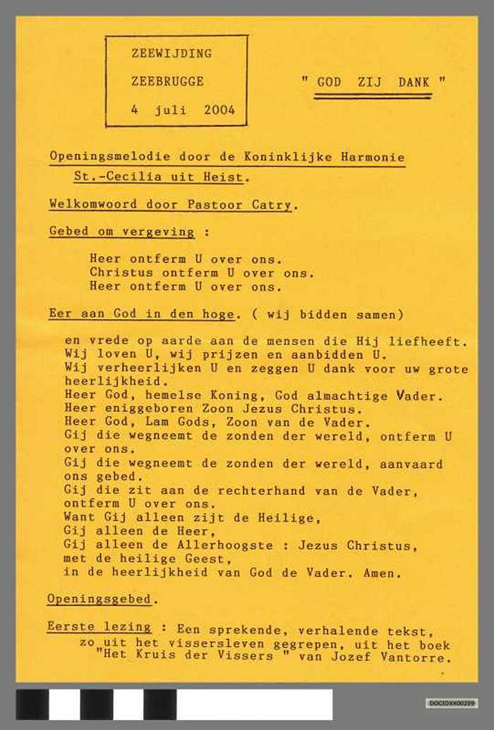 Boekje zeewijding Zeebrugge 2004