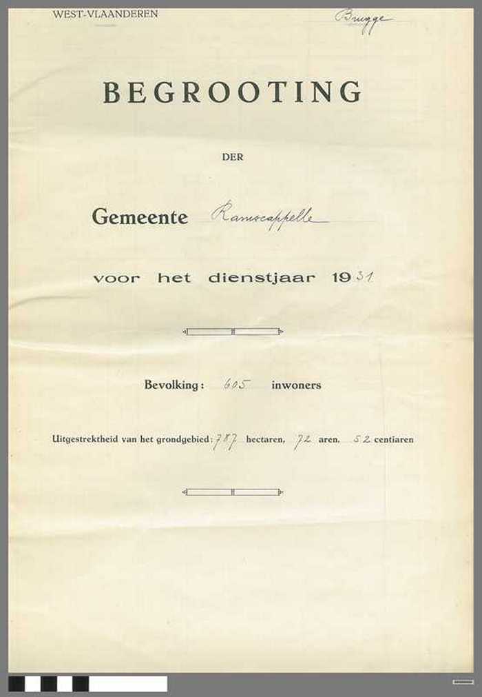 Gemeente Ramscappelle - Begrooting voor het Dienstjaar 1931