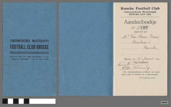 Aandelenboekje - Samenwerkende Maatschappij Football Club Knocke - Frans Van Steene