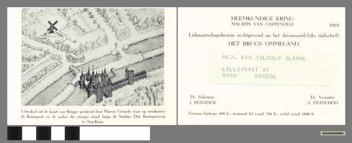 Lidkaart van de Heemkundige Kring Maurits Van Coppenolle.