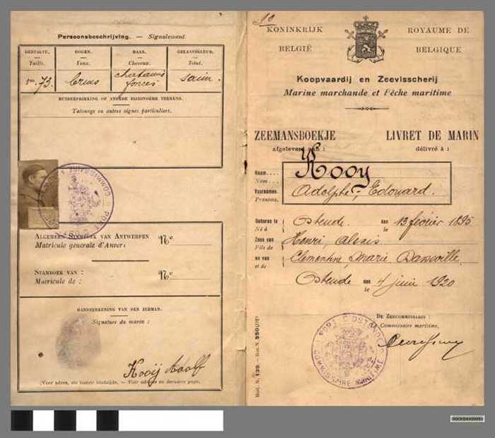 Zeemansboekje van Kooy Adolphe - 1920