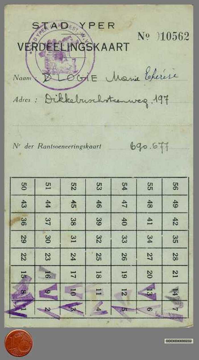 Stad Yper - Verdeelingskaart nr. 10562 - LOGIE Marie Thérèse