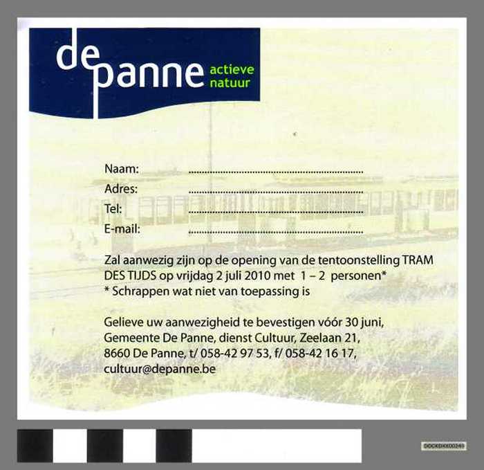 Inschrijving opening Expo `Tram des tijds n.a.v. 125 jaar Kusttram De Panne