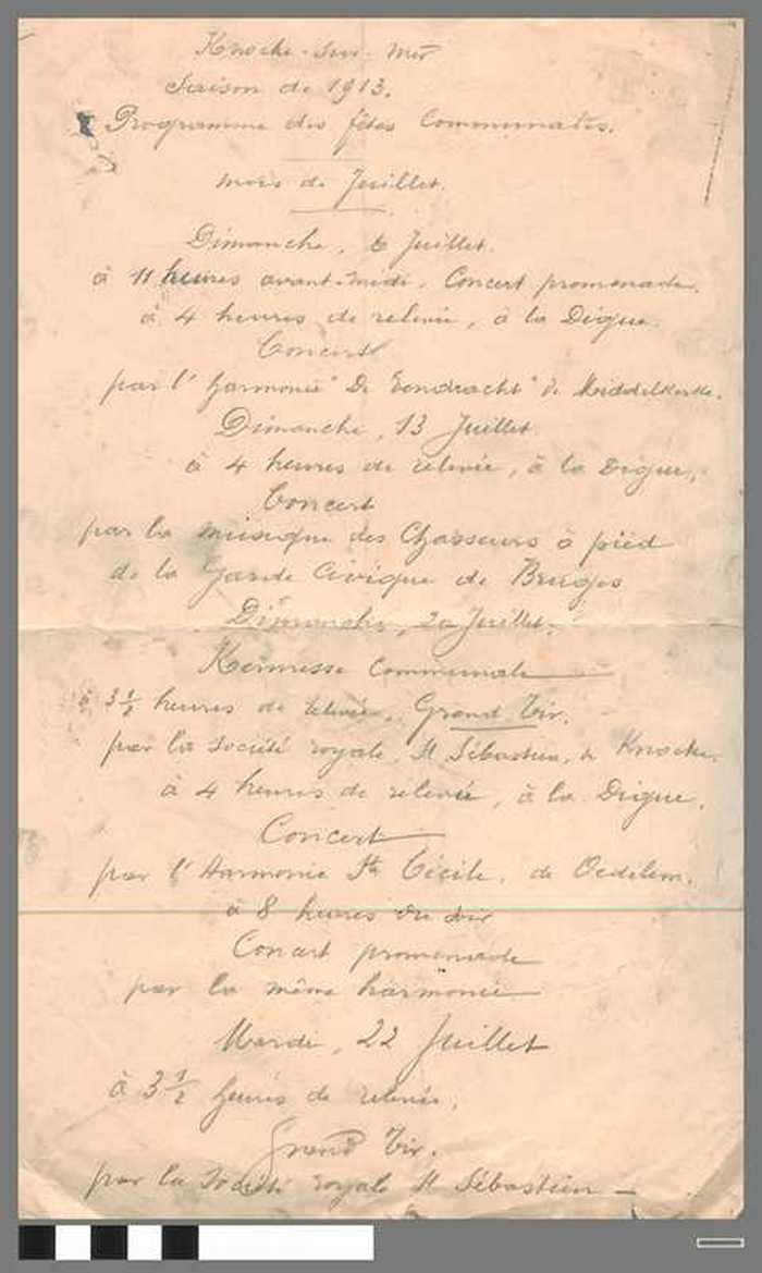 Programme des fêtes communales - mois de Juillet 1913