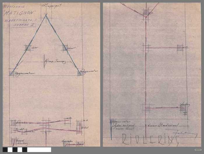 Schets rioleringsplan voor Residentie Matignon