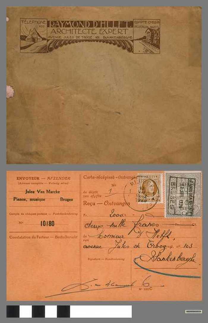 Carte récépissé - Ontvangstkaart potscheck van Jules Van Marcke