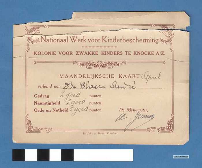 Kolonie voor zwakke kinders te Knocke A/Z - Maandelijksche kaart - André De Blaere