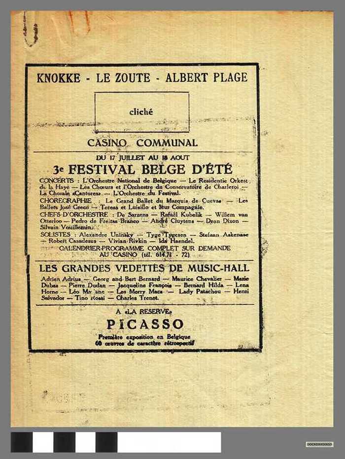 Casino Communal Knokke - du 17 juillet au 18 août - 3e Festival Belge d'été