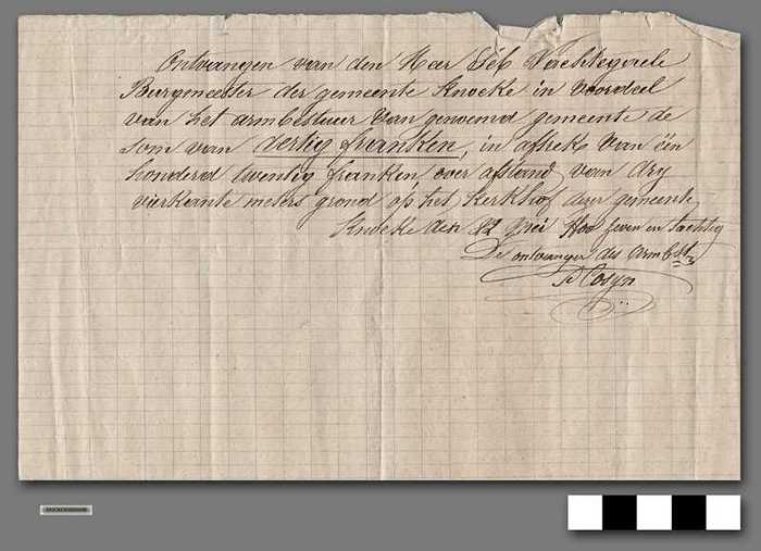 Ontvangstbewijs 1887-05-22 - aankoop grond kerkhof Knocke