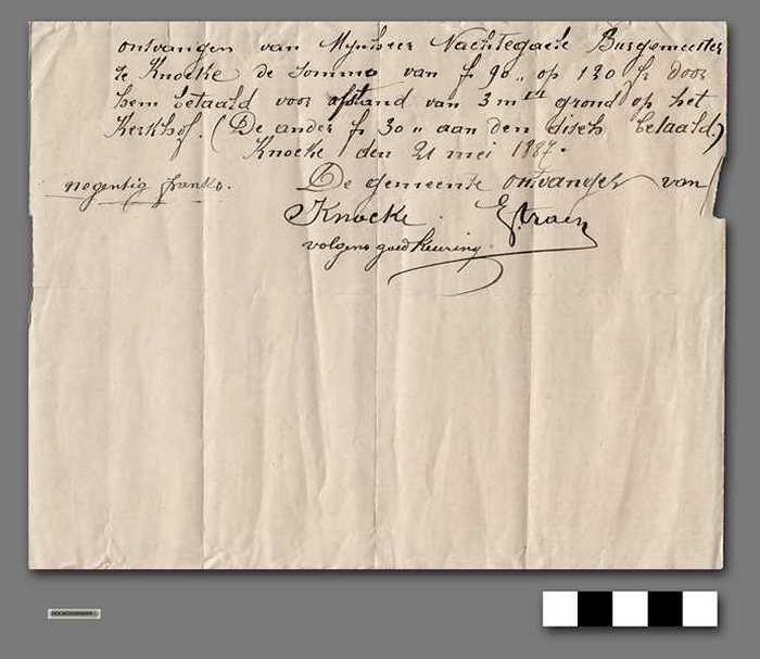 Ontvangstbewijs 1887-05-21 - aankoop grond kerkhof Knocke
