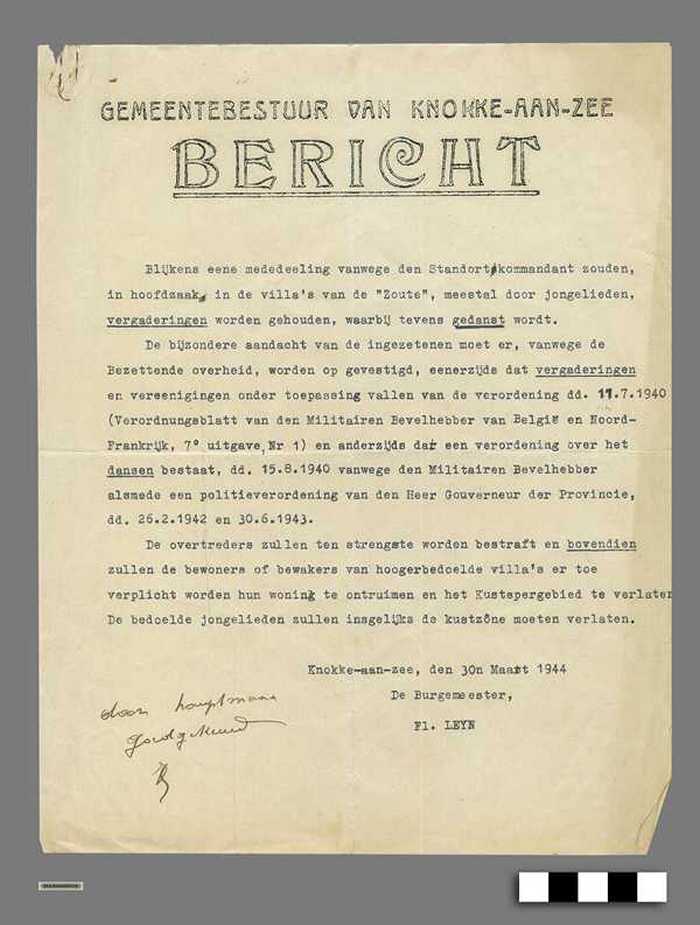 Oorlogscorrespondentie: Bericht - Vergaderingen en dansen in de villa's van de 'Zoute'