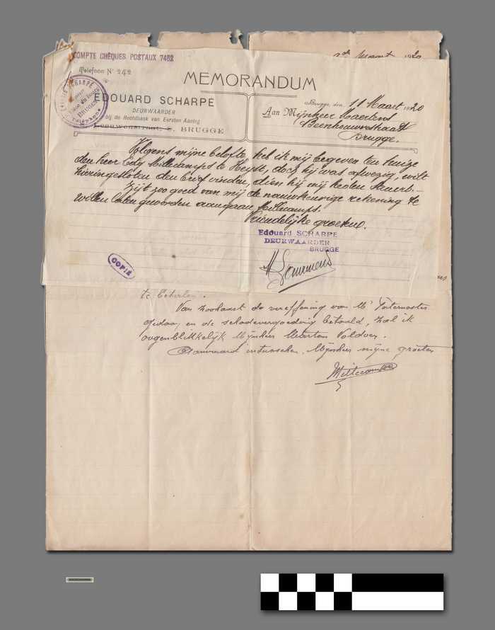 Briefwisseling tussen Edg. Millecamps - Vlietinck en Edouard Scharp