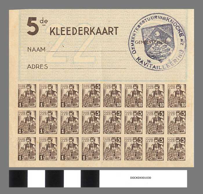 5de Kleederkaart - Gemeentebestuur van Knocke a/z - Ravitailleering