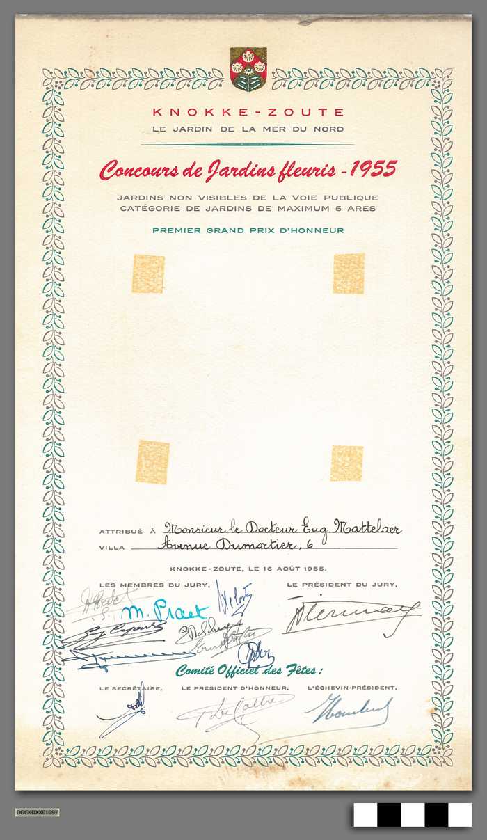 Concours de Jardins Fleuris - 1955 - Knokke-Zoute - Docteur Eug. Mattelaer