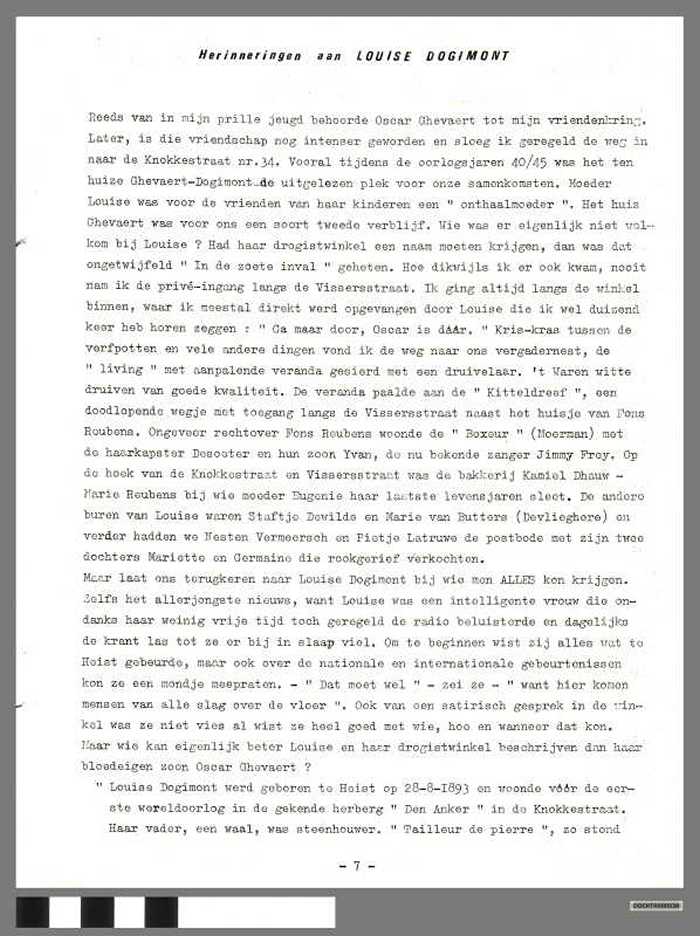 Herinneringen aan Louise Dogimont