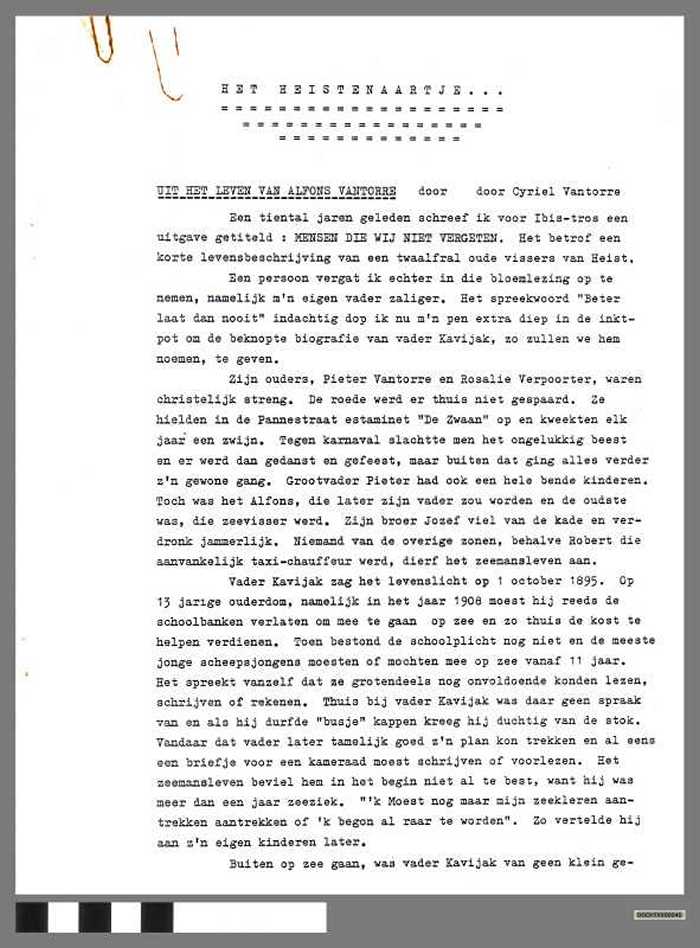 Het Heistenaartje. Uit het leven van Alfons Vantorre.
