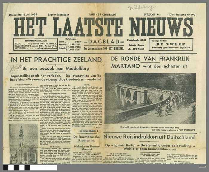 HET LAATSTE NIEUWS, jaargang 47, nummer 193, 12/07/1934