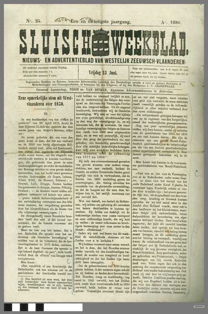 SLUISCH WEEKBLAD, jaargang 21, nummer 25, 25/06/1880