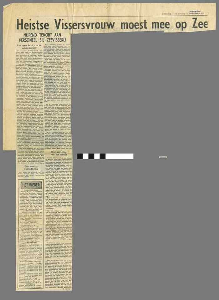 Heistse Vissersvrouw moest mee op Zee