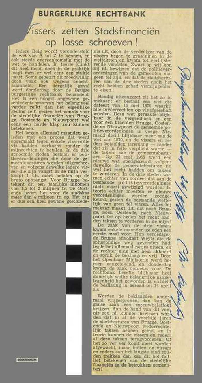 Burgerlijke rechtbank. Vissers zetten Stadsfinanciën op losse schroeven