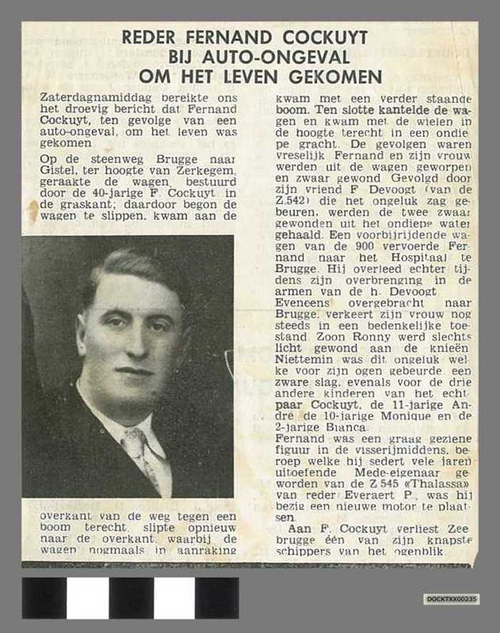 Reder Fernand Cockuyt bij auto-ongeval om het leven gekomen