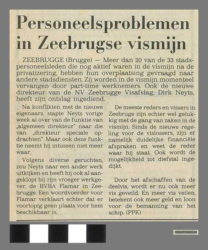 Personeelsproblemen in Zeebrugse vismijn